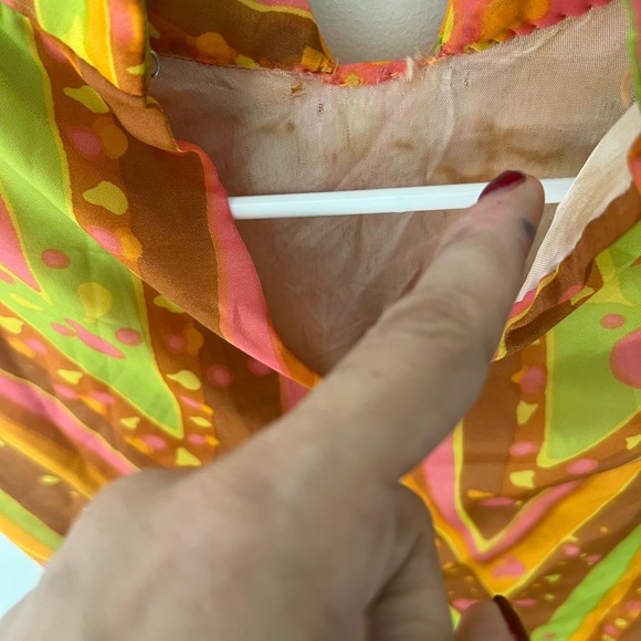 Authentic hippie psychedelic 70s multicolor mini tunic women’s dress. Size 2-4. - Picture 3 of 4